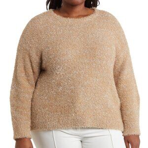 T Tahari Metallic Sparkle Eyelash Lurex Dolman Sleeve Champagne Sweater 2X